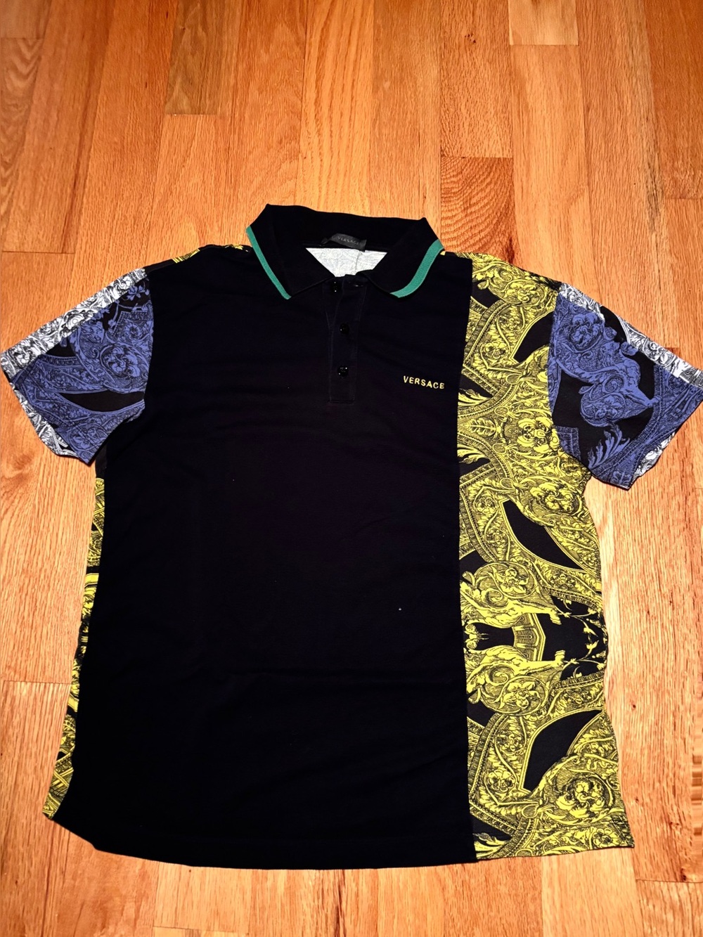 Versace Black Multicolor Baroque Runway Polo
